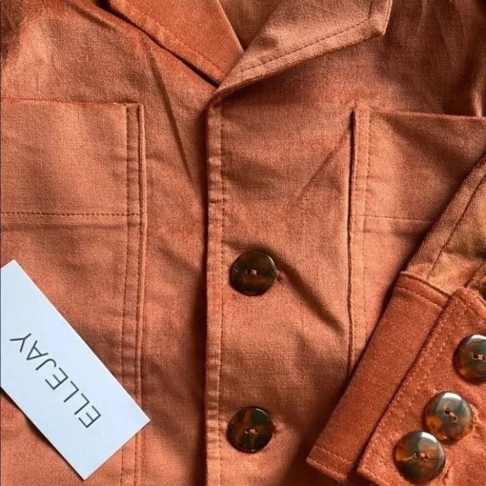 NWT REVOLVE ELLEJAY ELLIE VELVET JACKET in RUST size S - Picture 8 of 8